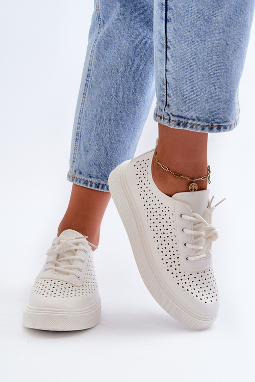 Biela platformová teniska s výrezmi Tanvi