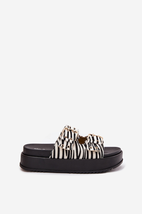 Dámské Sandály Se Zlatými Přezkami Na Platformě Zebra Virvania