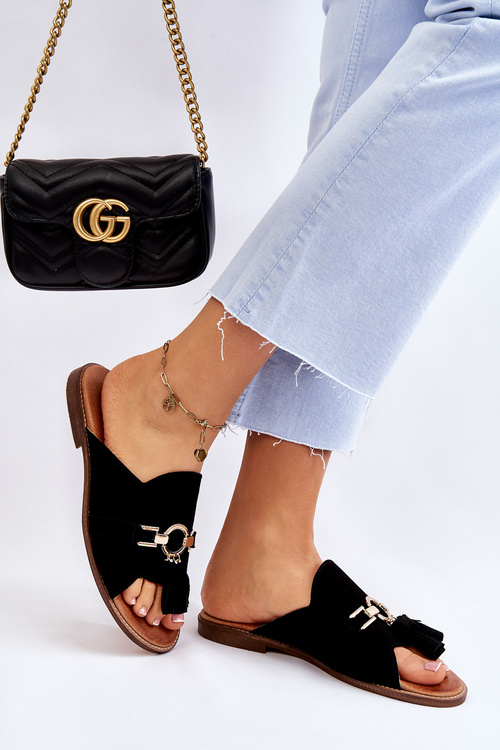 Dámske topánky Suede Lewski 3226 Black Flip -flops