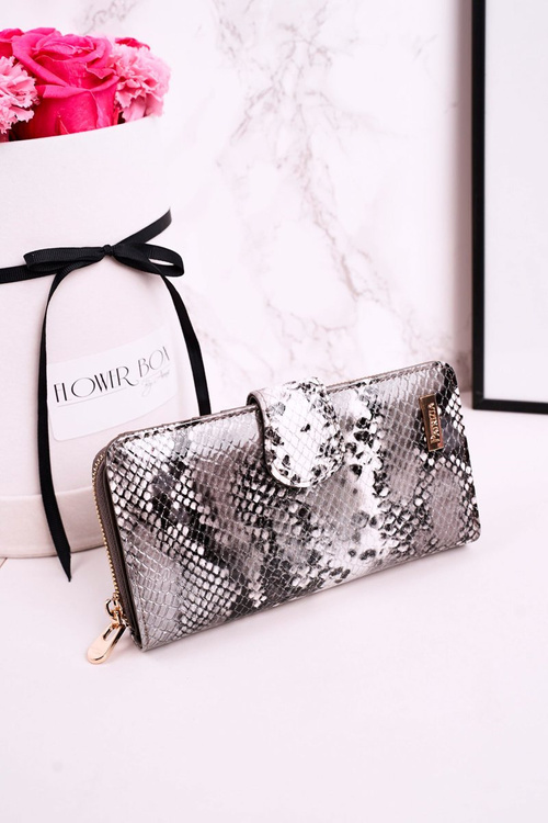 Velká Kožená Dámská Peněženka PATRIZIA Lakovana šedé