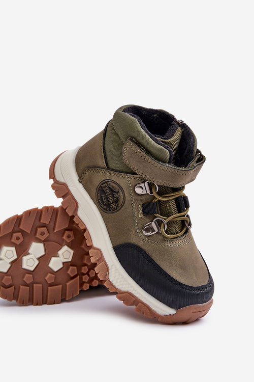 Zateplené dětské zimní trekkingové boty na zip tmavě zelené Temisha