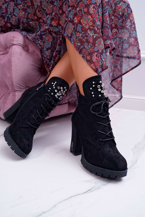 Dámské Kotníkové Boty Na Podpatku černé Fieste