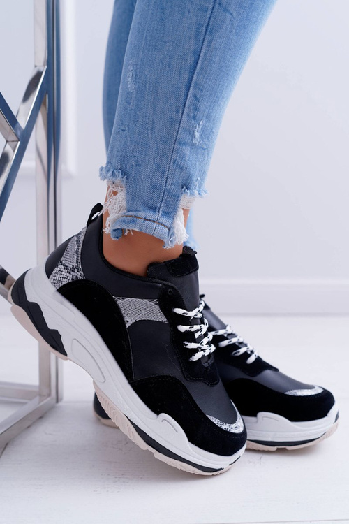 Dámská Sportovní Obuv Tlustou Podrážkou Černé Remember