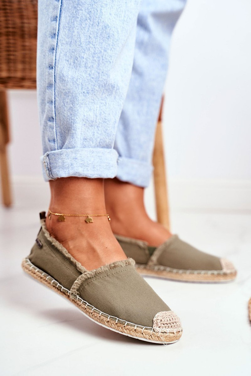 Dámské Espadrilky Pletená Podešev Khaki Zelená Big Star DD274760