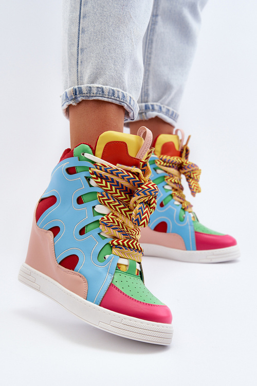 Dámské tenisky na podpatku multikolor leopard