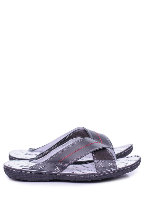 Černé lehké kožené pánské pantofle Okay