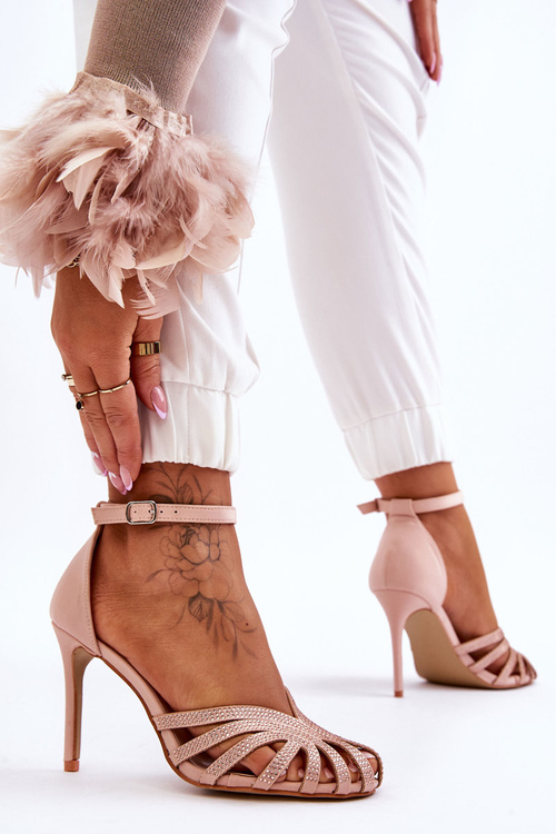 Fashion Vysoké podpatky s kamínky Světle béžová Jaylen