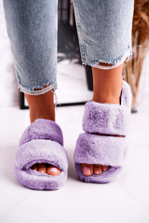 Dámské Kožešinové Fialové Papuče Cotton Candy