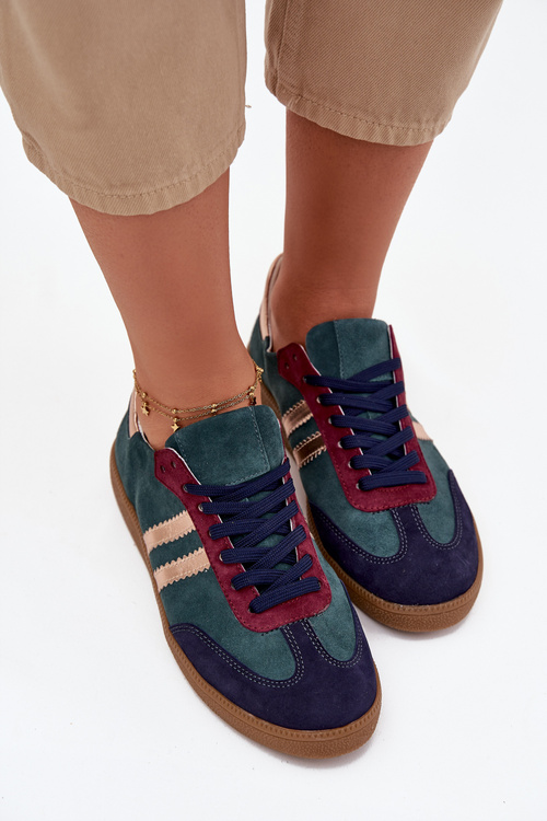 Zazoo N1068 Semišové Nízké Tenisky Dámské Tmavě Zelená