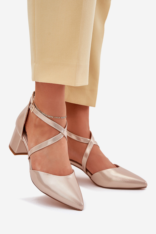 Lodičky Na Opätku Z Eko Kože Zlaté Sergio Leone SK830