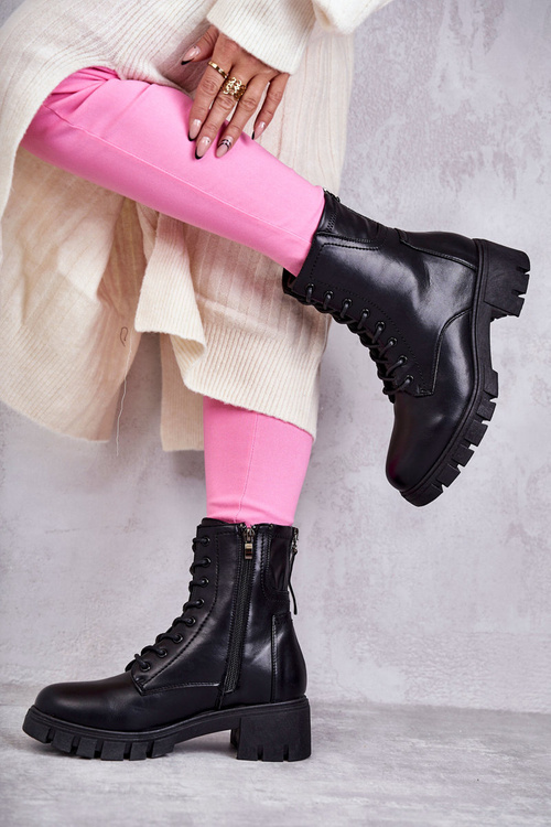 Kožené Boty Na Zip černe Tonje