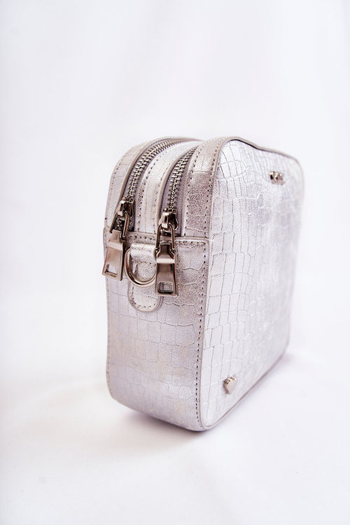 Kožená taška Messenger se srdcem GOE ZNJ014 Stříbrná