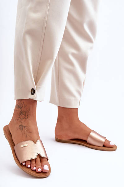 Pohodlné dámske flip -flip -flops ružové zlaté koralíny