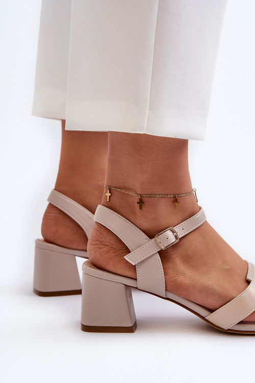 Dámské sandály na podpatku z eko kůže Sergio Leone SK894 béžové