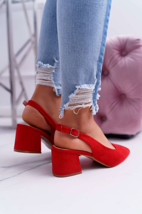 Dámské Semišové Lodičky Na Podpatku červené Contrail