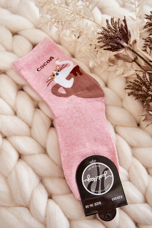 Dámské legrační ponožky Kočka V Poháru Růžové