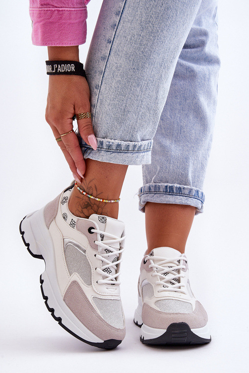 Čipky -Sports Sports topánky na bielej únikovej platforme