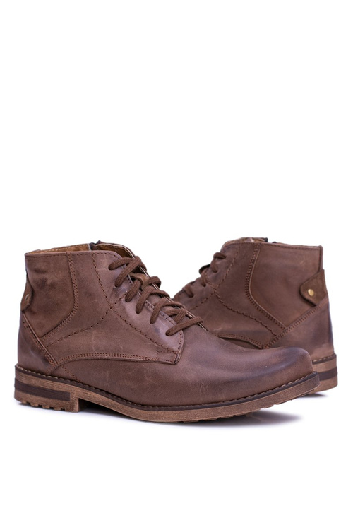 Pánske kožené topánky s uzamknutím izolovaným hnedým Komodo 731