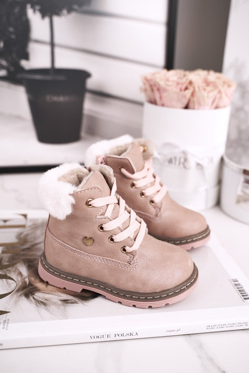 Dětské Boty Traperky Teplé Růžové Maestro