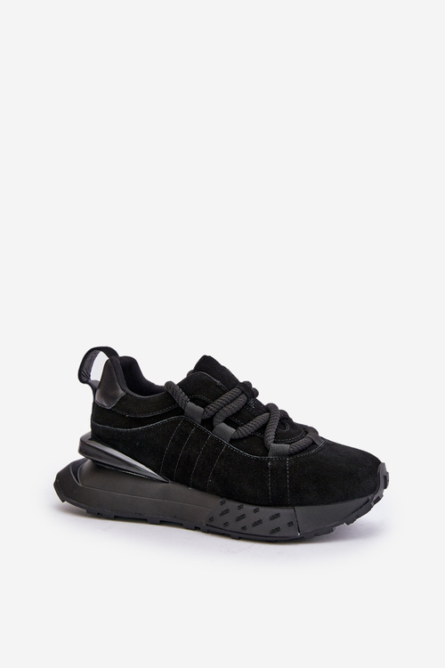 Dámske Zamszové Tenisky Na Platforme S Hrubým Šnurovaním Artiker 54C1464 Čierne