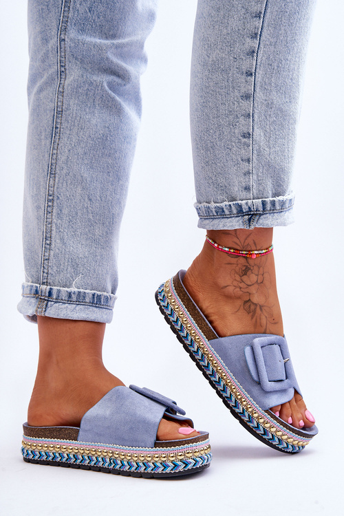 Dámské Sandály Na Zdobené Platformě Modre Joyce