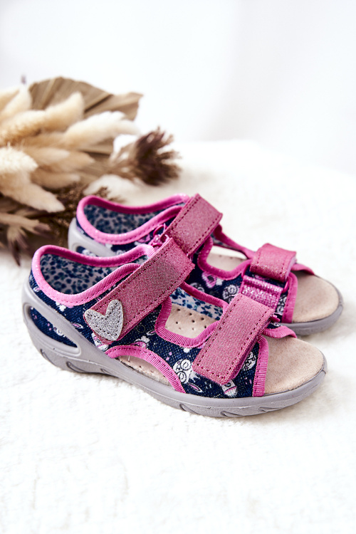 Befado sandále s suchým zipsom 065x151 Navy-ružové