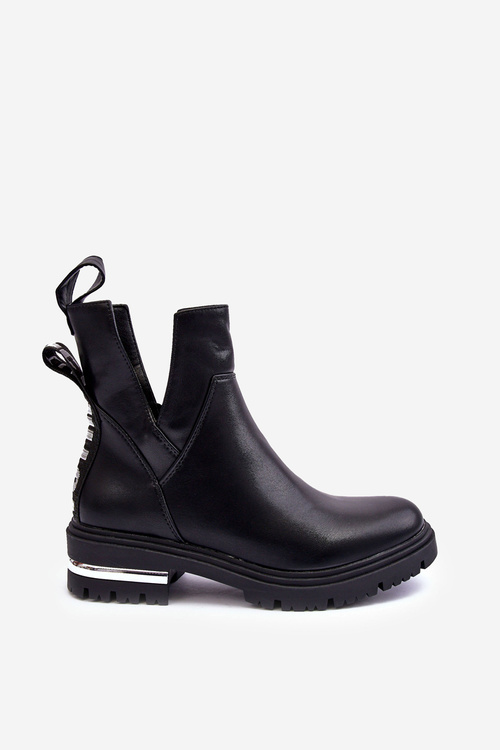 Kožené topánky pre posúvač s výrezmi čierny flich