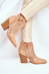 Dámske topánky na semišovom stĺpe Openwork Beige Shades