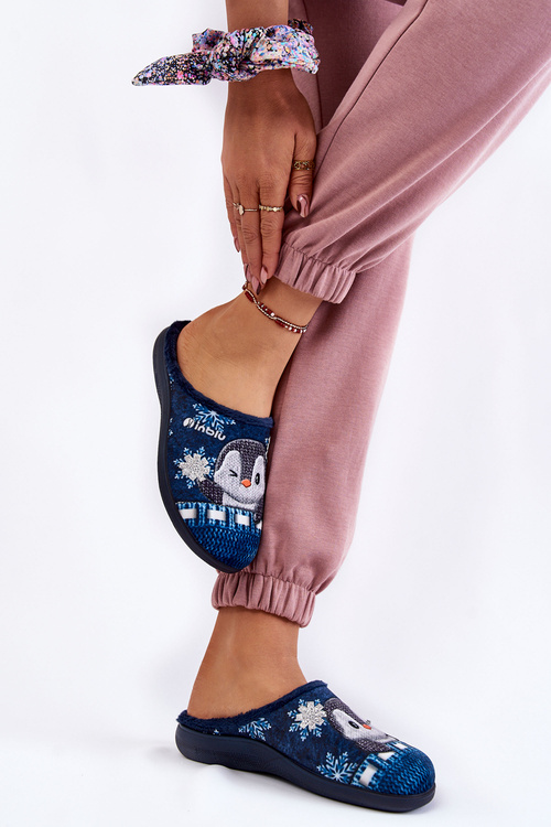 Dámské domácí pantofle Penguins Inblu EC-81-004 Námořnická modrá