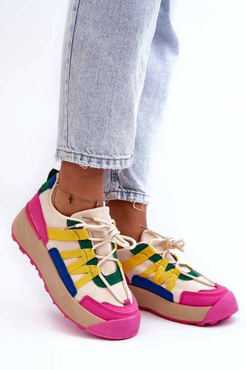 Dámské semišové tenisky na platformě Béžová Růžová Rohan