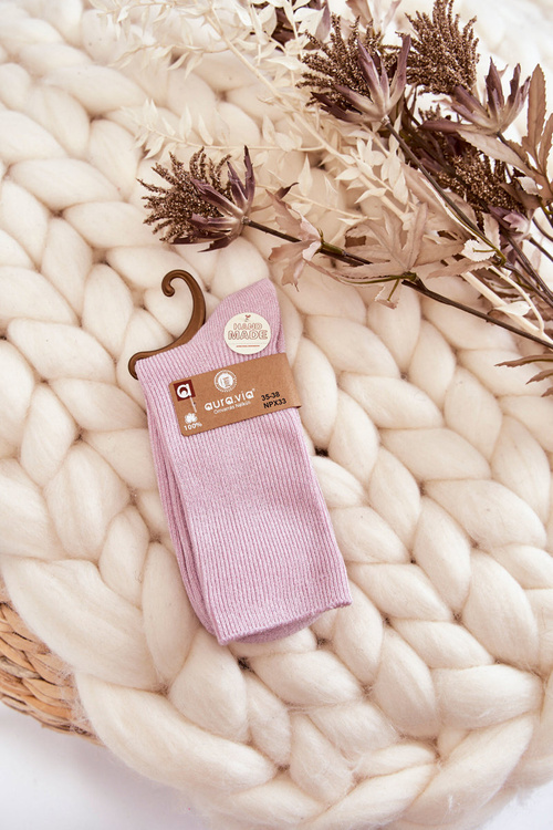 Dámske antibakteriálne ponožky s lesklou niťou ružovou farbou