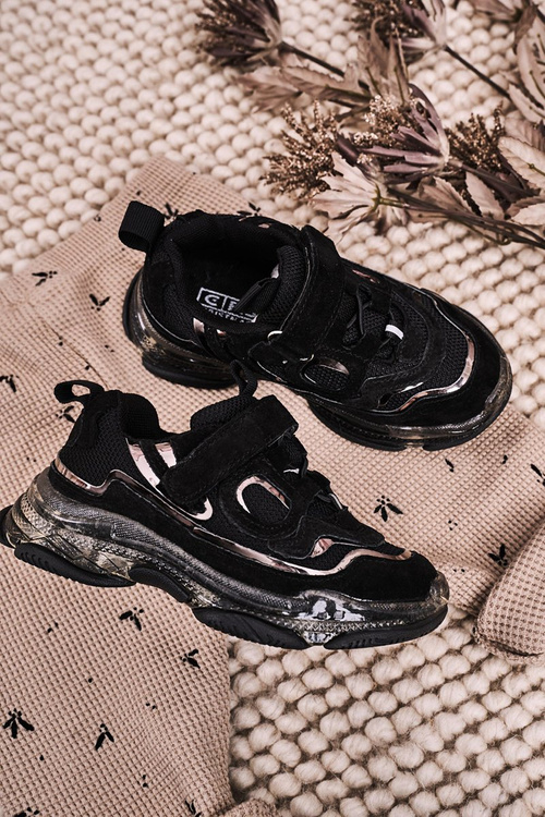 Detské športové topánky tenisky s priehľadnou čiernou podrážkou Bailey