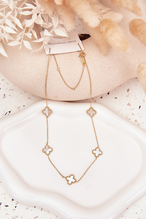 Nerezový řetízek Zlato-perlový