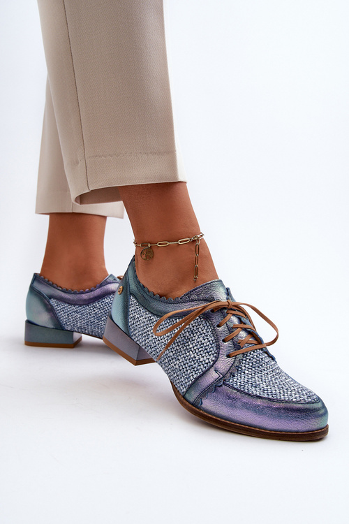 Dámska kožená šnurovacia obuv Maciejka 06452-06 modrá