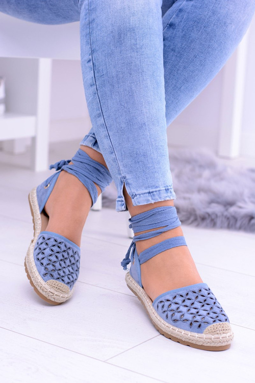 Dámské modre balleríny svázané s espadrilly Vasero