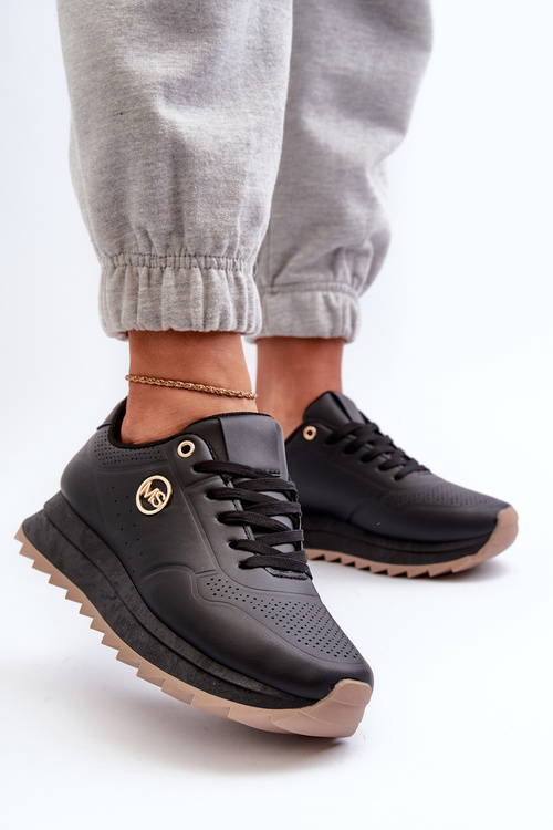 Čierne Dámske Kožené Tenisky na Platforme Pernalia