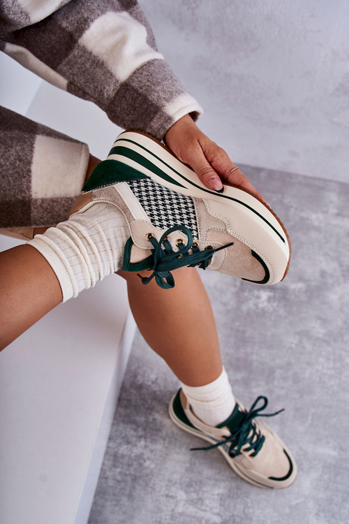 Módne dámske športové topánky na Aernne Béžovej a zelenej klinách