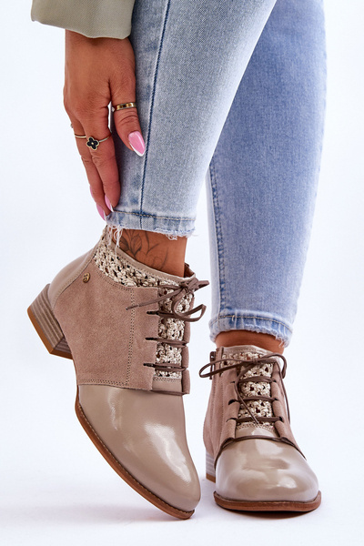 Kožené šnurovacie topánky Maciejka 05953-04 béžová