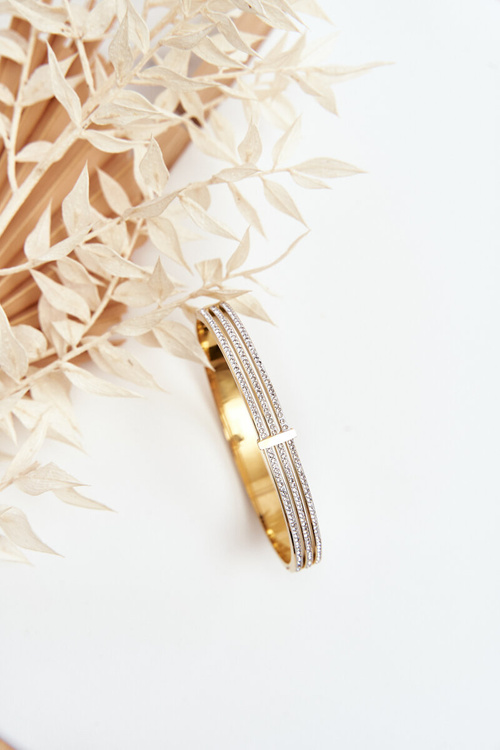 Náramok z nehrdzavejúcej ocele so zlatými zirkónmi