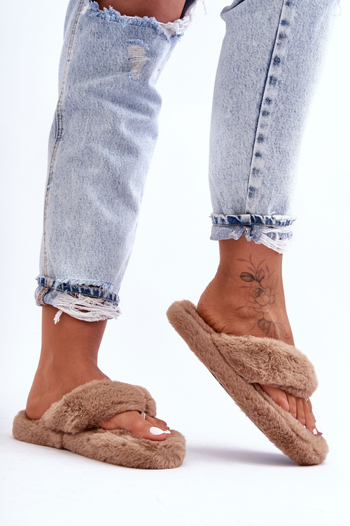 Dámské kožené papuče hnědé Elma