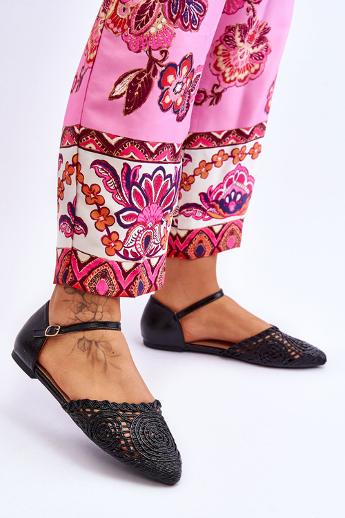 Elegantné dámske sandále byt čierne Sheia