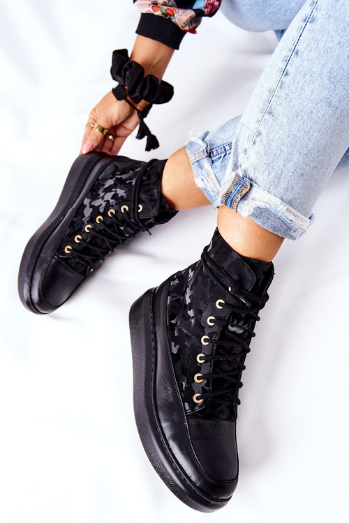 Sportovní Obuv Goe Kožená Lewski 3034 černé Moro