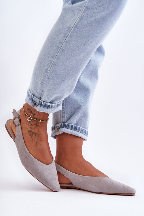 Dámské semišové baleríny šedé Kenra