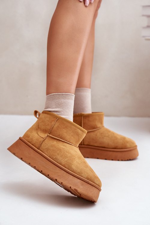 Nízke Dámske Snehule Na Platforme Zateplené Kožušinou Camel Saldren