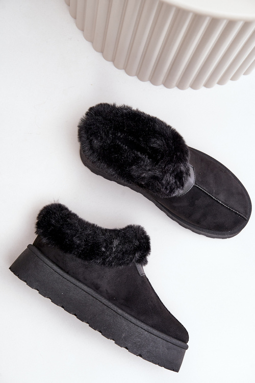 Dámske snehové topánky s čiernymi dažďami kožušina