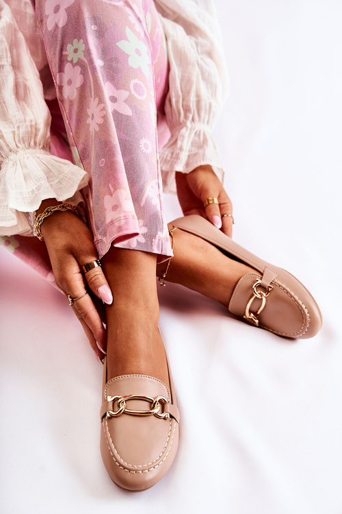 Kožené mokasíny S Dekorací Béžove Millario