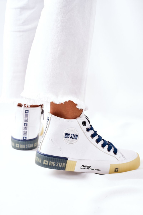 Dámské Kožené Vysoké Tenisky Big Star II274137 Bílé