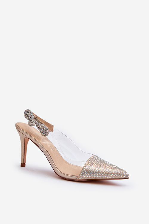 Topánky na vysokom opätku s ozdobou D&A MR1966-11 Zlaté