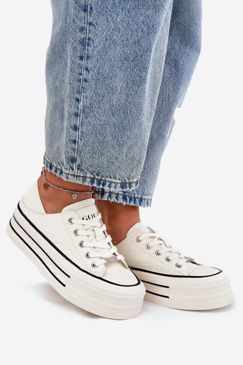 Dámské Kožené Tenisky Na Platformě GOE RR2N4106 Bílé