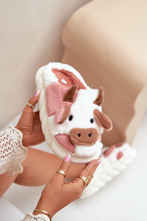 Hrejivé papuče kravy dámske ružové Remiola